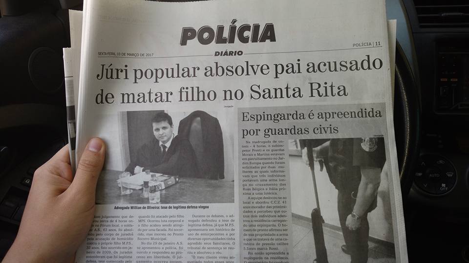 Dr. William Oliveira em destaque no jornal - Júri popular absolve pai acusado